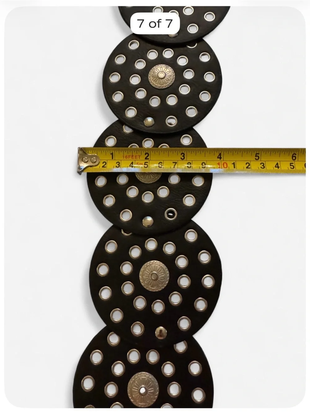 Black Wide Disc Western Belt | Silver Concho & Grommet Accent | Boho Statement